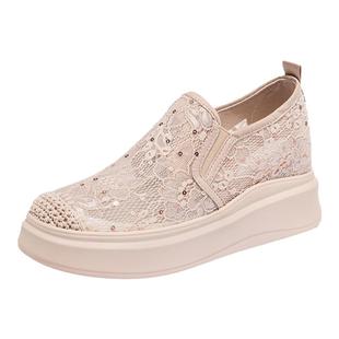 内增高女鞋夏季蕾丝网面厚底网鞋小个子夏天搭配裙子的百搭休闲鞋