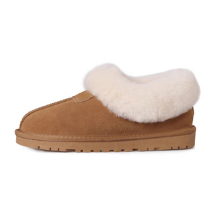 塔茨特雪地靴女羊皮毛一体短款雪地棉一脚蹬懒人鞋真皮面包鞋厚底