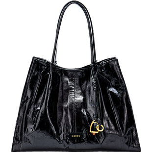 【明星同款】红谷行迹油蜡牛皮通勤大容量托特手提包新款真皮女包