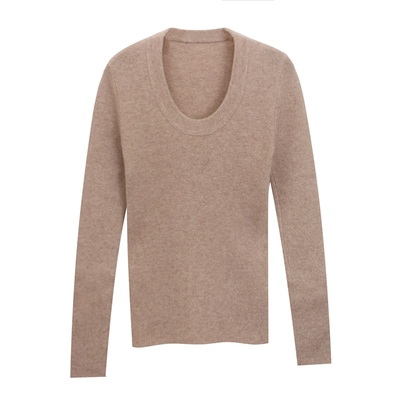 U领羊绒衫女内搭修身羊毛打底衫