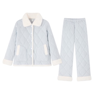 BE珊瑚绒特厚三层夹棉冬季睡衣女款秋冬加绒加厚可外穿冬天家居服