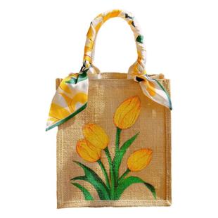 diy手工包包手绘帆布包材料包定制三八节环保袋涂鸦麻布袋手提袋