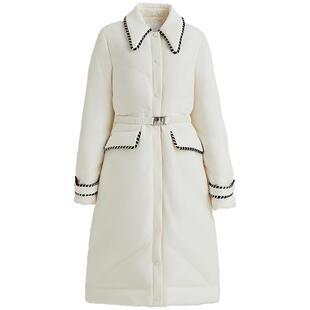 OBEG欧碧倩撞色小香风鹅绒羽绒服冬季中长款收腰外套50464522