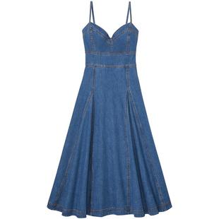 【6期免息】【新年礼物】kate spade ks 牛仔吊带收腰A字连衣裙