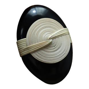 小宽竹工《云水禅心》水晶藤编镇纸石笔搁茶宠摆件手工竹编织工艺