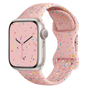iserisewatch适用applewatch11表带苹果手表s10运动硅胶iWatchs9代镂空透气SE女款41mm45彩屑腕带Ultra3高级