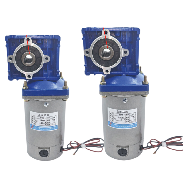 带自锁RV蜗轮蜗杆减速机12v24V48伏直流300-500W直角齿轮减速电机