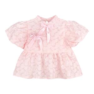 蓝小爸女童娃娃衫夏季新款儿童短袖衬衣宝宝甜美衬衫中式上衣