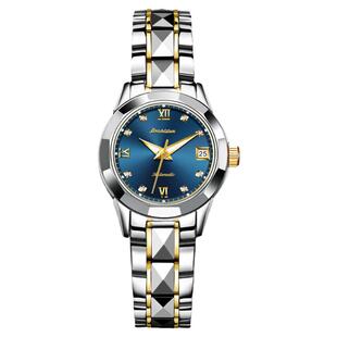 金仕盾品牌女表单日历钨钢高颜值小表盘机械手表夜光防水女士手表