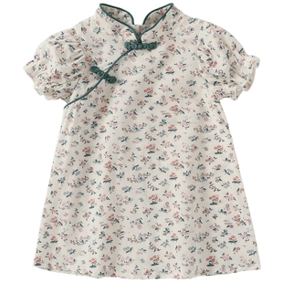 汉服女童夏款宝宝旗袍裙子夏季小童夏装新中式古风唐装儿童连衣裙