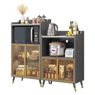 客厅餐边柜岩板茶水柜轻奢微波炉柜简约现代储物柜靠墙实木小柜子