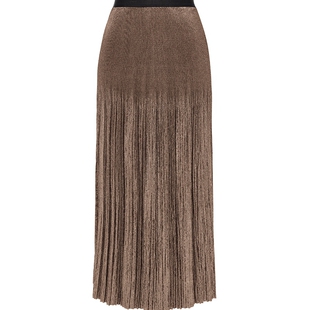 EP YAYING雅莹女装 高腰A字烫金百褶裙半身裙 商场同款 新品3409A