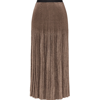 雅莹高腰A字烫金百褶亮片半身裙