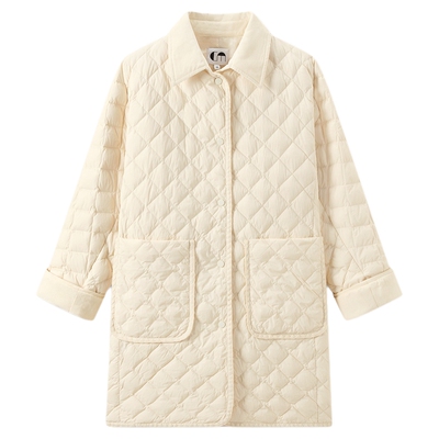 COMME MOI吕燕设计师女白鹅绒贴袋中长款轻薄款羽绒服