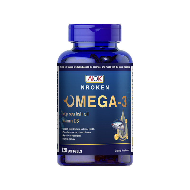 NROKEN美国高纯度95%omega-3深海鱼油软胶囊护血管血脂管理防脱发