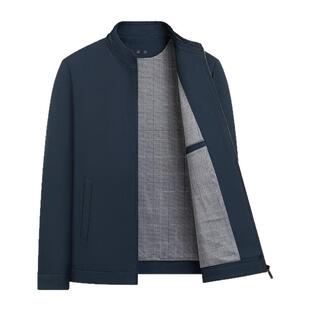 皮尔卡丹中年男士外套春秋桑蚕丝商务行政夹克中老年新款官方正品