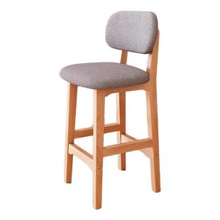 实木吧台椅M09家用吧椅高脚凳前台椅子高靠背岛台凳子收银台吧凳