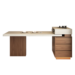 中古风岛台餐桌2025新款小户型单独极窄岛台柜复古厨房迷你岩板导