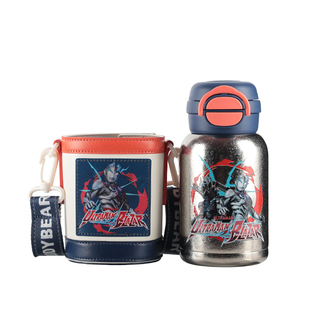 杯具熊开口笑纯钛保温杯儿童双饮吸管水杯子可爱学生上学专用水壶