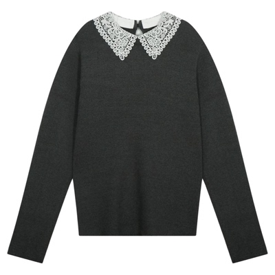 GLOBAL WORK上衣女2025冬季新款甜美减龄蕾丝领长袖针织衫579672