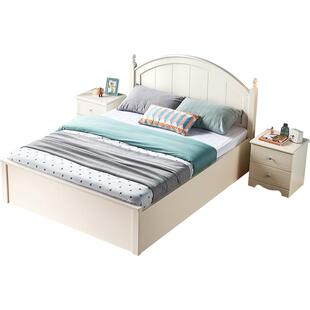 林氏儿童床男女孩奶油风高箱床储物床收纳单人床男女童小户型木业