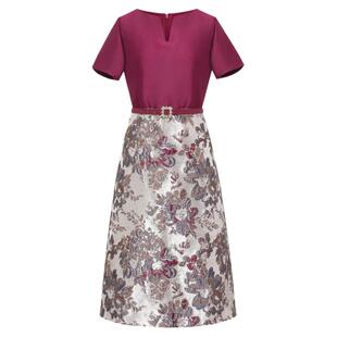 【东方诗艺提花礼服裙】BBLLUUEE/粉蓝衣橱2025春夏拼接V领连衣裙