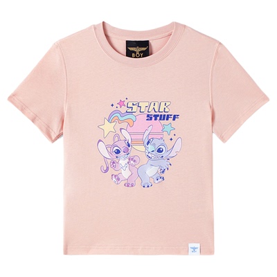 【迪士尼史迪奇合作系列】BOYLONDON女粉色街头潮牌短袖T恤N01330