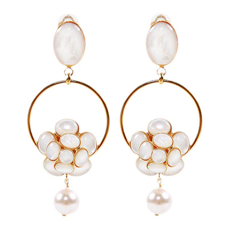 法国进口MC14经典山茶花贝母耳环