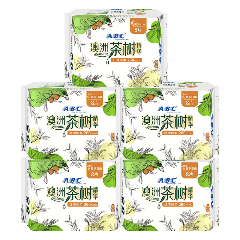 abc澳洲茶树透气日用260mm卫生巾
