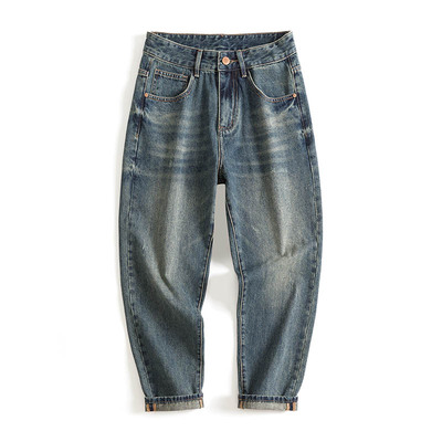 希越绣花复古水洗牛仔裤