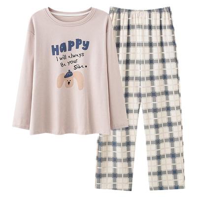 浪莎睡衣女纯棉可爱长袖休闲套装