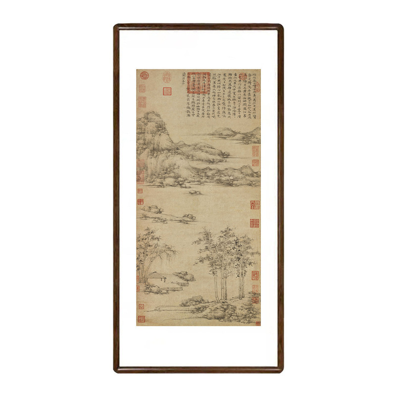 新中式倪瓒江亭山色图装饰画
