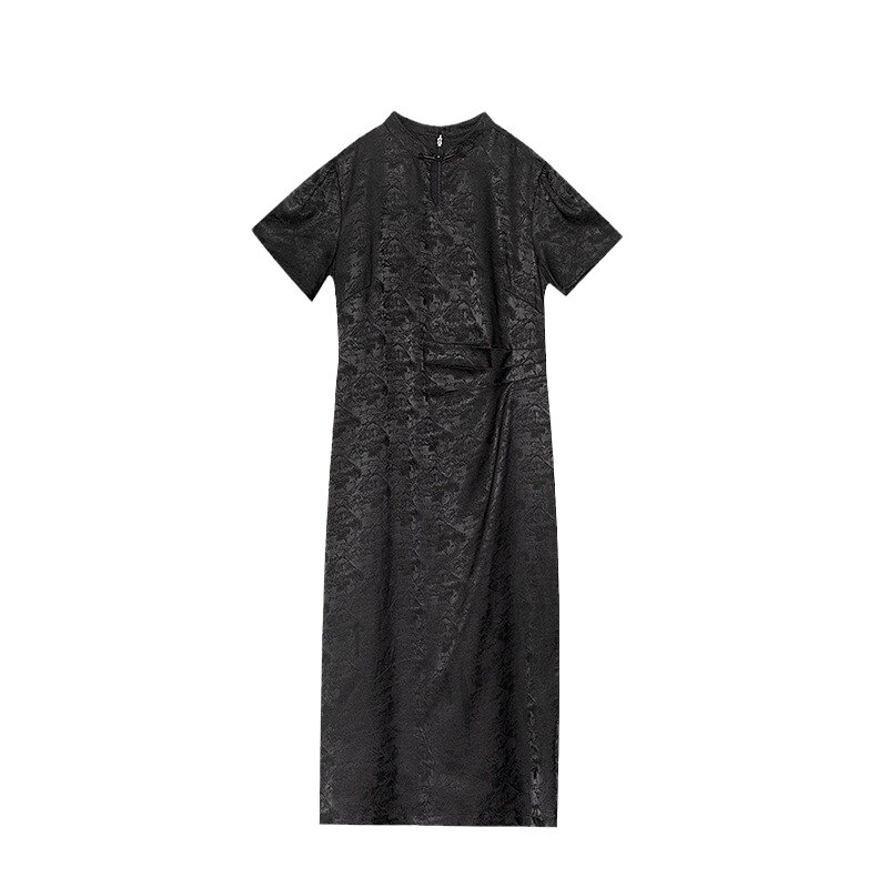 特大码改良缎面提花旗袍夏200斤