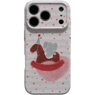 可爱ins治愈童趣小象木马适用苹果17promax精孔全包手机壳17pro磨砂软壳iPhone16萌系梦幻小众15硅胶保护套14