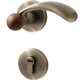 复古卧室门锁室内木门分体房门锁古铜色家用房间磁吸中古风门把手