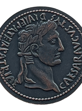 古罗马纯铜大铜钱屋大维人像吊坠