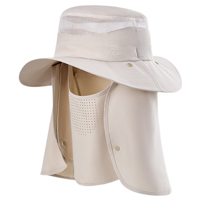 骆驼全脸防晒渔夫帽UPF50+防紫外线钓鱼全方位遮阳面罩脸基尼帽子