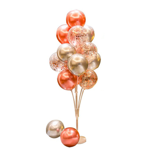 节日蓝色粉色气球地飘立柱装饰生日派对场景布置活动场地开业桌飘