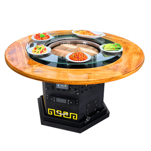 自净化铁锅炖灶台桌烧电陶炉柴火鸡专用灶地锅鸡大锅台商用火锅桌