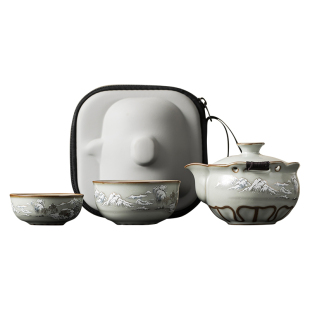 旅行茶具快客杯一壶三杯便携户外车载泡茶壶茶杯颜荣聪老师手作款