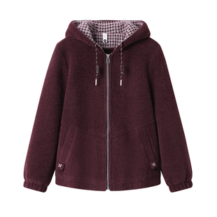 妈妈冬装外套新款加绒连帽上衣服洋气中老年女加厚金貂绒短款大衣