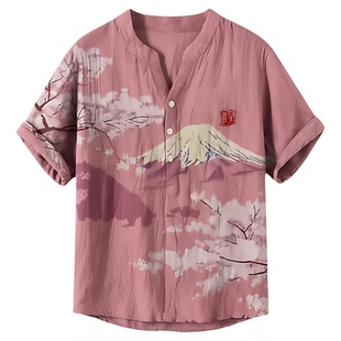 3D digital printed V-neck pullover shirt 3D数码印花V领衬衫男