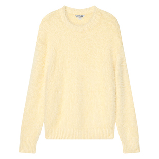 COVERINS浅黄色软糯仿貂绒毛衣女宽松慵懒风CC34506280