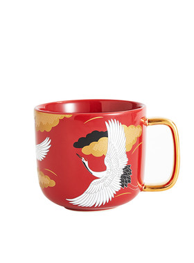 共禾京品陶瓷国潮送礼带勺水杯子