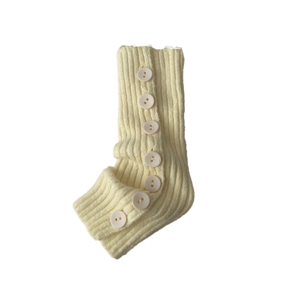 夜间教习室灰色袜套堆堆袜开叉高级感阔腿中筒纽扣坑条保暖腿套女