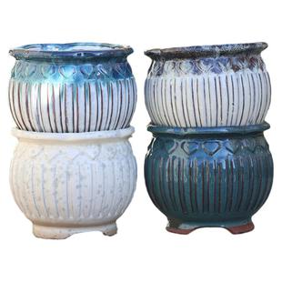 多肉花盆大口径特价清仓创意盆陶瓷小号粗陶透气绿植宽口亮釉花盆