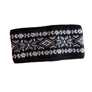 网红同款黑色针织毛线发带女秋冬保暖护脑门头巾头套2025新款发箍