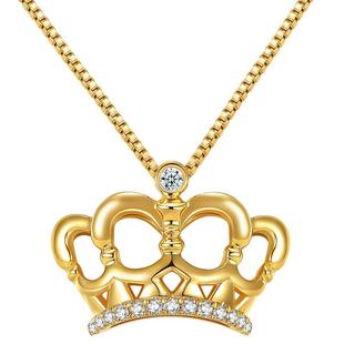 莱绅通灵珠宝 大皇冠王冠 18K金钻石吊坠女 锁骨链镶钻吊坠