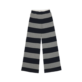 哟酷酷(万般自在)小众双腰头设计休闲裤女撞色条纹简约直筒卫裤