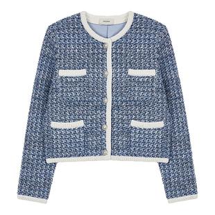 黄雅琼同款CRUSH Collection2025早秋新款多彩珠片花呢小香风外套